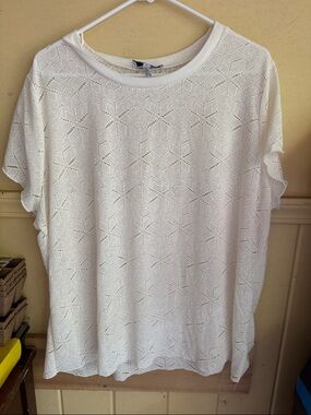 Jessica Simpson Cream Eyelet Short Sleeve Knit Top